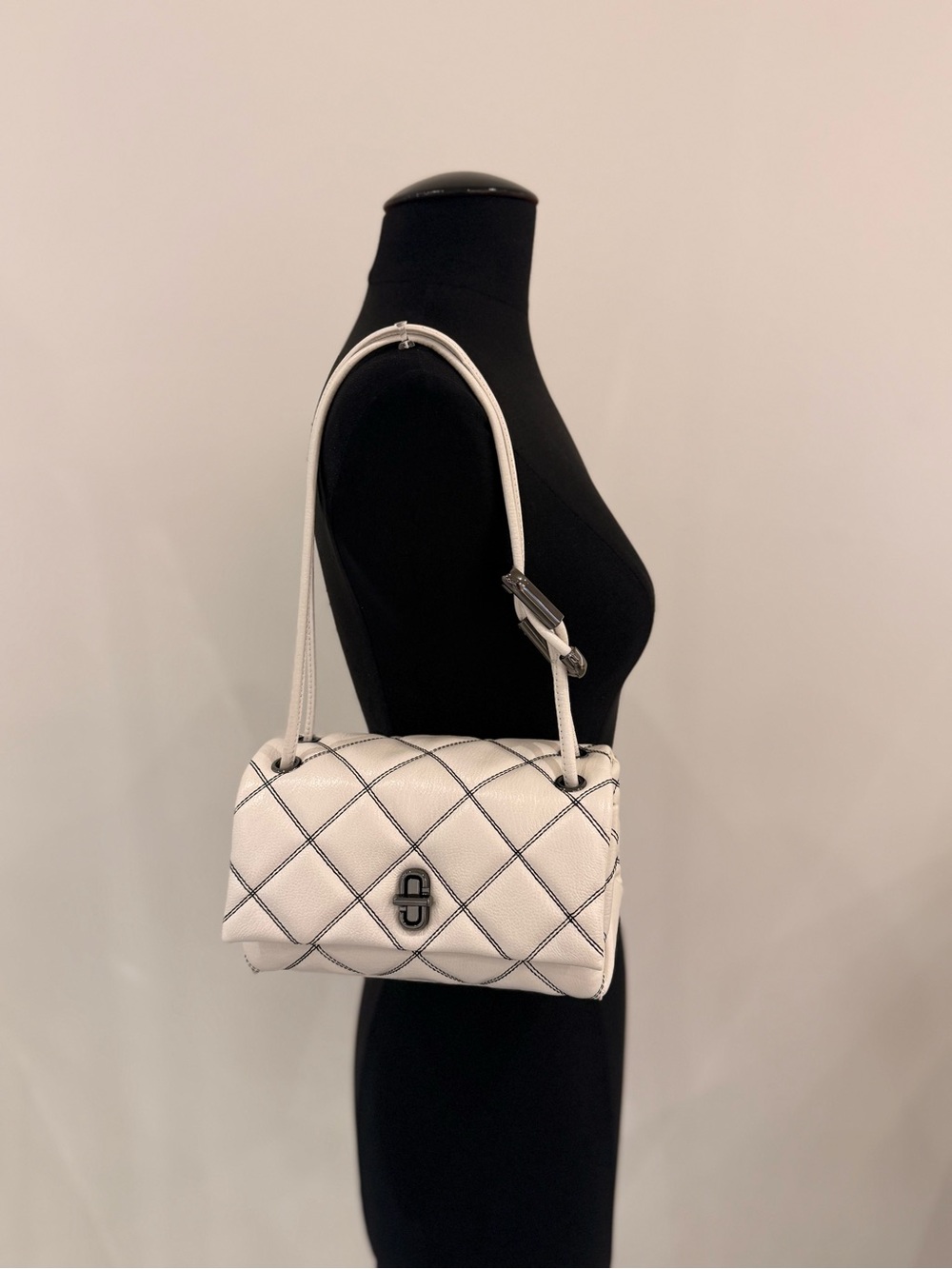NWT Marc Jacobs small quilted dual shoulder bag - white / black